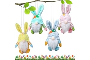KOIROI 4 Stück Ostern Wichtel, Plüsch Zwerge Puppen Ostern Anhänger, Ostern Wichtel Hasen Ohren Puppen Set, Ostern Deko Wichtel Handgemachte Plüsch, Wichtel für Oster Party ​​Geschenke Aufhängen Deko