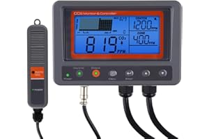 DANOPLUS Día y Noche CO2 Monitor y Controlador con Relé Función, NDIR CO2 Remoto Sensor