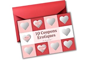 EQUIK PRODUCTS Jeu couple à gratter | Cadeau sexy pour couples, cadeau Saint Valentin, cadeau anniversaire | Idées dates en amoureux | coupon sexuel, carte à gratter | 10 coupons erótiques