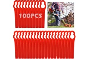 Grantop Juego de 100 cuchillas de repuesto, cortacésped, cuchillas de repuesto de plástico, cortacésped, accesorios para cuchillos de plástico, cortacéspedes inalámbricos..