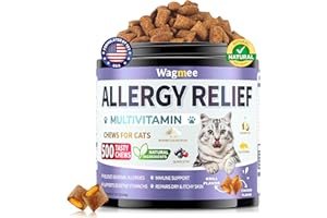 WAGMEE Cat Itchy Skin Comfort Chews for Skin & Coat Health - 500 Crunchy & Creamy Texture with Probiotic Blend– Supports Wellbeing, Coat Comfort & Digestive Balance, Chicken Flavour