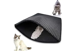 ESENLONG Tapis Litière Chat Double Couche Pliable 60x40cm, Imperméable Non Toxique EVA, Double Couche en Nid d'abeille Design, Tapis de Toilette Chat Imperméable Antidérapant, Facile à Nettoyer