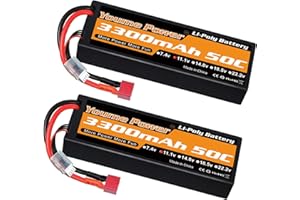 NIHEWO 3S LiPo Battery 11.1V RC Lipo Batteries 3300mAh 50C Hard Case with Deans T Plug Compatible with HPI Losi RC Car Truck Boat Airplane Helicopter (2 Packs)