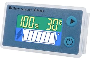 Runleader 10 a 100V indicador digital de batería voltímetro medidor,Pantalla de temperatura en tiempo real,Aplicable a plomo ácido litio LiFePO4 batería alimentada por cortacésped