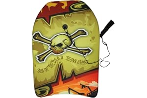 Rammento 25" Boogie Board Bodyboard Surf Board Float Kids Leash & Leash Plug (Skull)