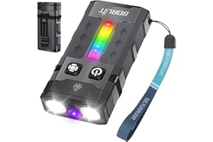 BORUIT EV20 mini latarka z lampą UV 365 nm, 1100 lumenów, 13 trybów ładowania, z klipsem, wodoszczelna IP66, magnetyczna podstawa, na kemping, do naprawy, na zewnątrz, w sytuacjach awaryjnych