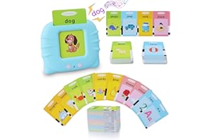 SURPN Talking Flash Cards Learning Toys for Toddlers 1-6 Year Old,British English, 384 Words, Audible Educational Toys, Preschool Resource Electronic Interactive Toy Birthday Gifts Kids-Blue, (V5)