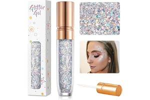 Lucktao glitzer gesicht,Body Glitter Gel,1 Bottle Face Glitters,Glitzer Sequin,Körper Glitzer Pailletten,Mermaid Sequins,für Gesicht Haare Lippen Körper Glitzer für Festival Masquerade Makeup.