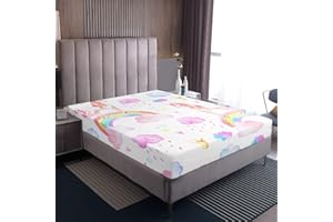 Loussiesd Mädchen Einhorn Spannbettlaken 90x200cm Rosa Regenbogen Einhorn Spannbetttuch Karikatur Pferd verträumt Märchen Bettlaken für Kinder Teenager Frauen Dekorativ Süß Schön Einhorn Muster