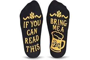 FGFD&OU Calze per Uomo e Donna Cotone Calzini Fantasia Colorati Divertenti Regali Natale Calzini con lettera Antiscivolo IF YOU CAN READ THIS, BRING ME BEER