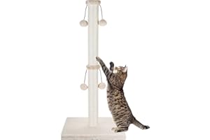 Dimaka Kratzbaum für große Katzen, 86 cm, mit Spielball, Beige