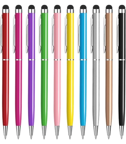 12 Stück Capacitive Touch Screen Kugelschreiber – 2-in-1 Stylus & Kugelschreiber, 12 Farben