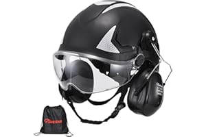 SAFEYEAR Pro Forestry Chainsaw Safety Helmet with Adjustable EarMuffs, Mesh Visor,Anti impact Goggles. M-5009OR EN397 Approved Quality Hard Hat for Chainsaw, Forestry Work,Builder and Industry.