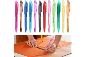LUSOFIE 12Pcs Heat Erasable Pens for Fabric Practical Fabric Pens Fabric Markers for Sewing Erasable Markers for Quilting Sewing DIY Dressmaking Fabrics Tailors Chalk School and Sewing Supplies(Multi-color)