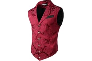VATPAVE Herren Viktorianischer Anzug Weste Steampunk Gothic Weste
