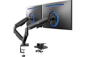 VIVO Dual Arm Monitor Desk Mount Height Adjustable, Tilt, Swivel, Counterbalance Pneumatic Stand, VESA Bracket Arm Fits Most Screens up to 32 inches, Classic, STAND-V002O