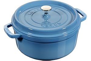 STAUB 26cm Round Cast Iron Cocotte Ice Blue