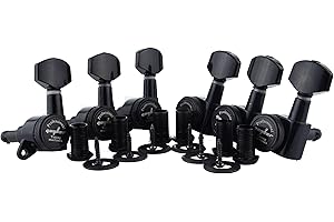 Guyker Guitar Locking Tuners (6 for Left) - 1:18 Lock String Tuning Key Pegs Machine Head with Hexagonal Handle Replacement for ST TL SG LP Style Electric, Folk or Acoustic Guitars - Black