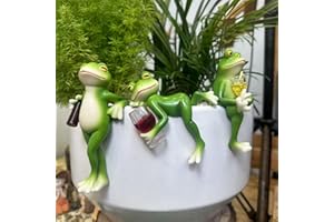 boluoboluomi Mini-Frosch Topfpflanzen Dekorationen, lustige Frosch Garten Dekorationen, Outdoor-Geschenke, Frauen Frosch Statuen, Pflanzer, Terrasse, Rasen Dekorationen (3 Stück)