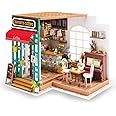 ROBOTIME DIY Dollhouse Kit Miniature Coffee House Kits with Accessories and Furniture for Adults and Children