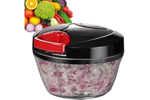 Ourokhome Hand Pull Food Processor - Portable Manual String Vegetable Chopper Small Kitchen Speed Mincer for Veggie, Garlic, Onion, Ginger, Black
