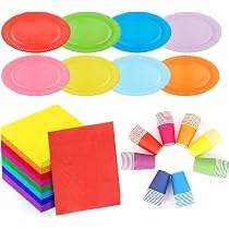 Set Stoviglie Arcobaleno Retrò 91 Pezzi Set Festa Compleanno Arcobaleno Retrò - 91 Pezzi Per 10 Ospiti, Piatti, Bicchieri, Tovaglioli, Tovaglia E Striscione Piatti Arcobaleno A Tema