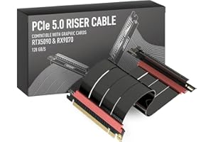 LINKUP - AVA5 Cavo Riser PCIE 5.0 | Pronto per RTX5090 RX9070 GPU | Velocità x16 128GB/s | Compatibile con PCIE 4.0 e WRX80/WRX90E | Angolo Retto Nero 20cm (Lunghezza totale 24cm)