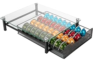 MaxMiuly Mutlti Cassetto per capsule di caffè in vetro temperato per Vertuo e Dolce Gusto, organizer per capsule di caffè Nespresso Vertuoline, Dolce Gusto, K-Cup (vetro-piccolo)