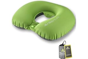HIKENTURE Nackenhörnchen Aufblasbar, Nackenkissen Reise Aufblasbar Ultraleicht, Kissen Aufblasbar, Travel Pillow, Ergonomisches aufblasbares Reisekissen für Reise, Flugzeug, Auto, Zug (Grün)