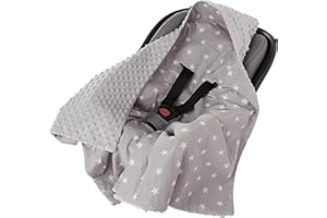 Medi Partners Coperta neonato ovetto Sacco per Passeggino - 100% Cotone universale Blanket 85x85cm fodera protettiva Morbida e Accogliente Passeggini Marsupio (Stelle con Grigio Minky)