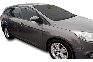 J&J Automotive | Deflettori D'Aria Antiturbo Per Focus 3 III 5-Porte SW Wagon 2010-2018, Set di 4 Pz, Nero, Antivento, Antipioggia, Fume' Oscurati