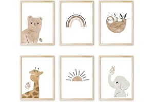 Marvelights Set de 6 Pósters Habitación Infantil - Cuadros Decoración Habitación Bebé, Niños Niño i Niña (din A4 Sin Marco)