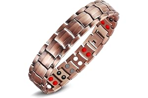 Jeracol Lymphatic Drainage Copper Bracelet for Men,99% Pure Copper Magnetic Bracelet with 4 Element Magnets,Adjustable Wristband Brazaletes with Sizing Tool