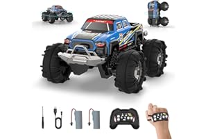 FEEBEE Amphibienfahrzeug Ferngesteuertes Auto, 2,4 GHZ 4WD Ferngesteuerter Monstertruck 360° Drift, 1:18 RC Auto Wasserdicht mit Gestensensor & LED Licht & 2 Akkus, Spielzeug Geschenk für Kinder 6-12 Jahre