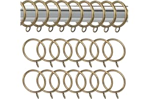 Iridsmole 24pcs Metal Curtain Rings, 50mm Inner Diameter Bronze Curtain Rings, Brass Curtains Ring with Eyelet Hoops Rod Ring with Eyelet for Window Door Shower Hanging