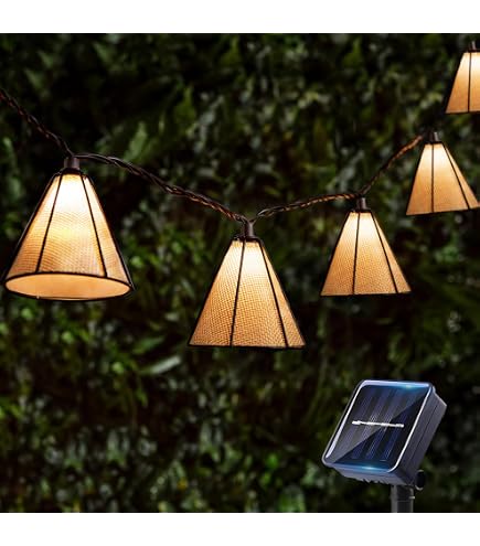Guirlande Lumineuse Solaire Spetebo 10 Lampions Rotin Ovales - 4,5 M - LED Blanc Chaud - Pour Jardin, Terrasse, Balcon