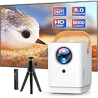 Tragbarer Mini Beamer, SUREWHEEL Q3 Beamer mit System 4K Unterstützt,Native 1080P Full HD 4D&4P Trapezkorrektur Projektor Blu