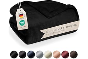 ‎BLUMTAL Blumtal Premium Sherpa Kuscheldecke flauschig 150x200 cm - Oeko-Tex zert. Sofa Decke mit Dicker Sherpa-Innenseite - super Flauschige Decke extra dick und wärmend - Sofadecke kuschelig - Schwarz