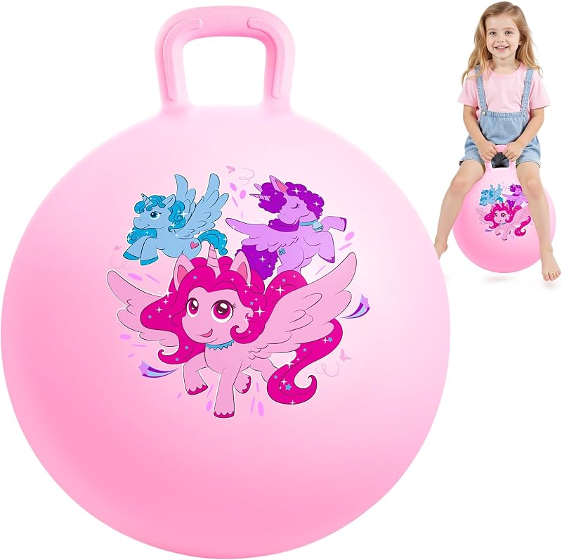 INPODAK Unicornio Pelotas Saltarinas para Niños,Bola Hopper de 18 Pulgadas,Pelota Saltarina con Asa,Pelotas Saltarinas Inflables,Space Hopper para Niños de 3 a 6 Años,Juguetes Saltarines para Ninos