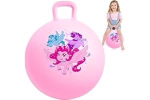 INPODAK Einhorn Hüpfball für Kinder, 45cm Springball mit Griff,Hüpf bäll ab 3 Jahre,18 Zoll Hüpfball mit Handpumpe,Innenbereich Außenbereich Garten Jumping Ball