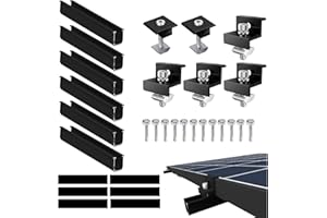 Xmart 6 pièces Fixation Panneau Solaire Bac Acier Rail Panneau Solaire 12cm Crochet de Toit Panneau Solaire Réglable de 30 à 35 mm Support pour Panneaux Solaires Montés sur le Toit Noir