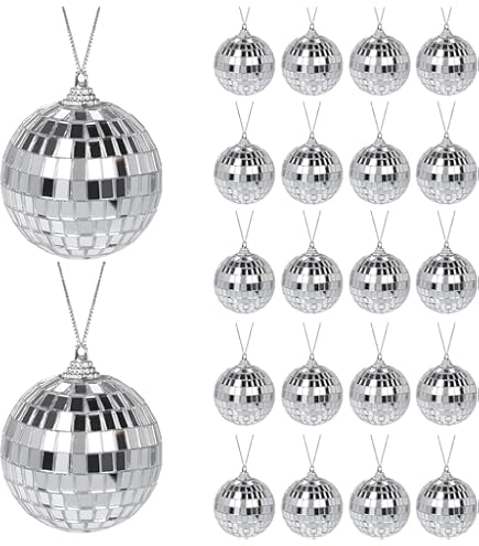 Disco-Party Dekoration Set - 2x Silberne Fransenvorhänge 1x2m, Mit Discokugeln Für Fotohintergrund & 70er/80er Party