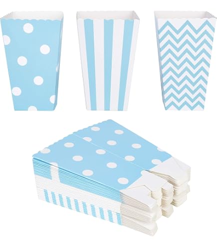 24 Boîtes à Pop-corn En Papier Bleu Marine - 11,5x7x5 Cm - Pliables Pour Fêtes, Cinéma, Mariage