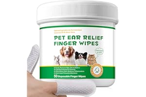 PLOBRT Dog Ear Wipes Finger Pads, Biodegradable Ear Wipes for Dogs, Gentle and Effective, Dog Ear Wipes for Ear Cleaning, for Both Cats and Dogs