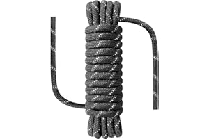 NorthPada 10 mm x 5 Meters Boot Marine Seil für Bootfahren, Angeln, Rafting, Camping, Wandern, Jagen, Festmachen, Schwimmen, Anker, Andocken, Rettung, Knoten Praxis Nylon/Polyester Schwarz