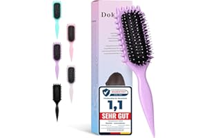 DOKKITA Lockenbürste, Curly Hair Brush, Curl Defining brush, Curl Define Stylingbürste, Wildschweinborsten Haarbürste, Haarbürste zum Entwirren für Frauen (Violett)