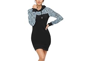 TrendiMax Damen Sweatshirt Langarm Hoodie Kleid Pulloverkleid Rollkragen Sweatkleid Kapuzenpulli Lange Tops