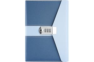NectaRoy Cuaderno de Notas con Cerradura Codificada, Cuaderno de Diario Secreto, A5 Contraseña Diario de Viaje Encuadernado, Bloc de Notas Diario con Cerradura de Combinación, 22 x 15cm