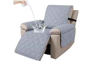 Ystyle Copripoltrona 1 Posto Relax Reclinabile, 100% Impermeabile Copri Poltrona con Braccioli, Copripoltrone con Fascia Elastica, Copridivano Reclinabile, Grigio Chiaro