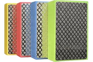 BUAAK 4 Pcs Diamond Polishing Pads, Tile Polishin g Pad s, Sanding Block, Hand Polishing Pads for Glass, Granite, Concrete, Marble, Ceramic & Stone Grinding & Trimming (Mesh Surface 60#,100#,200#,400#)
